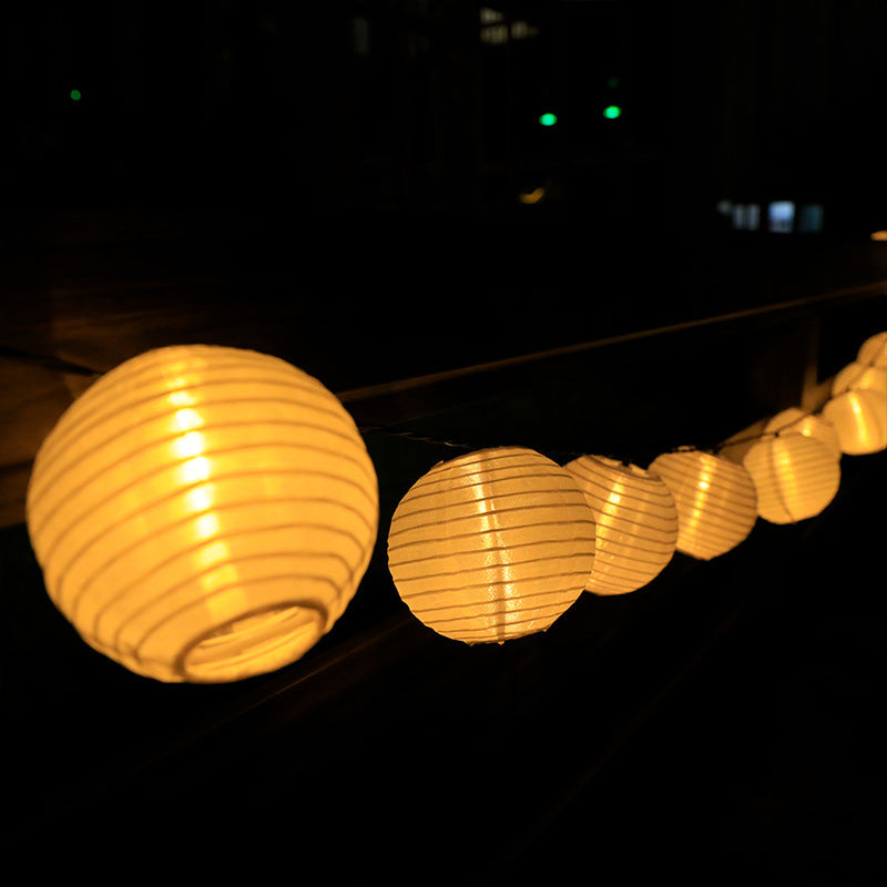 Solar string lights with colorful lanterns
