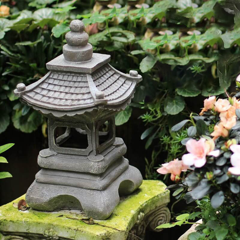 Solarna lampa ogrodowa LED w stylu zen pagoda z efektem kamienia