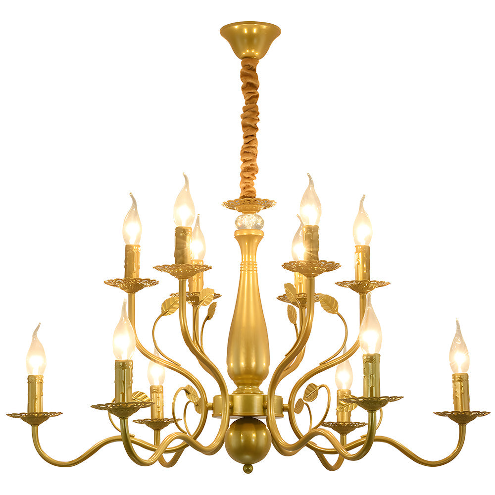 Classic ring ceiling lamp with curved arms and candle holders