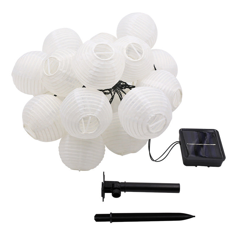 Solar string lights with colorful lanterns