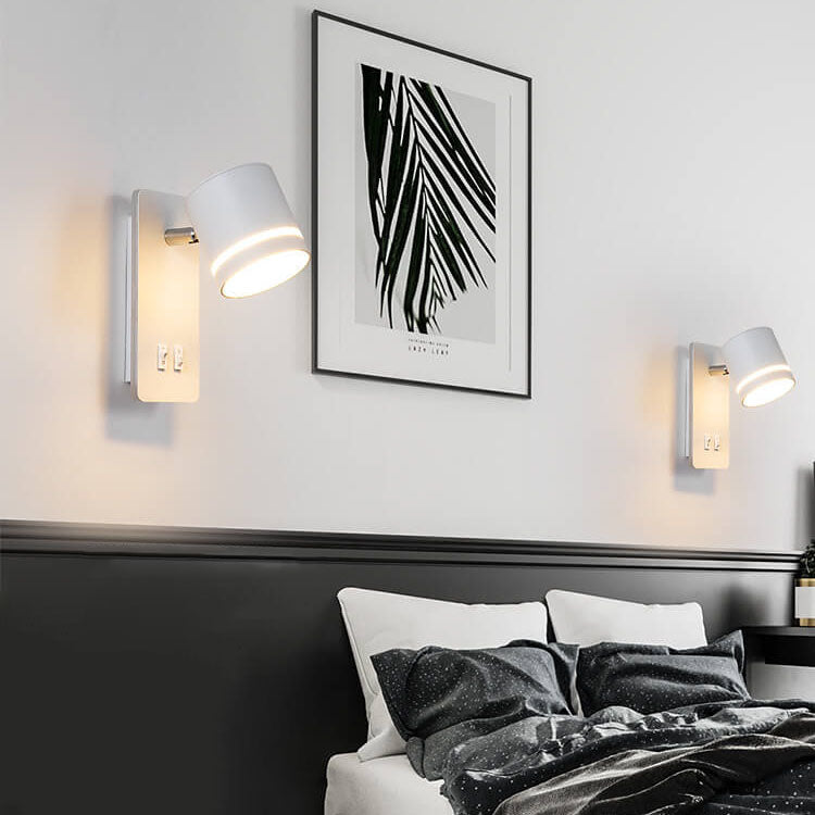 Minimalist LED wall sconce with a rotating reading spotlight