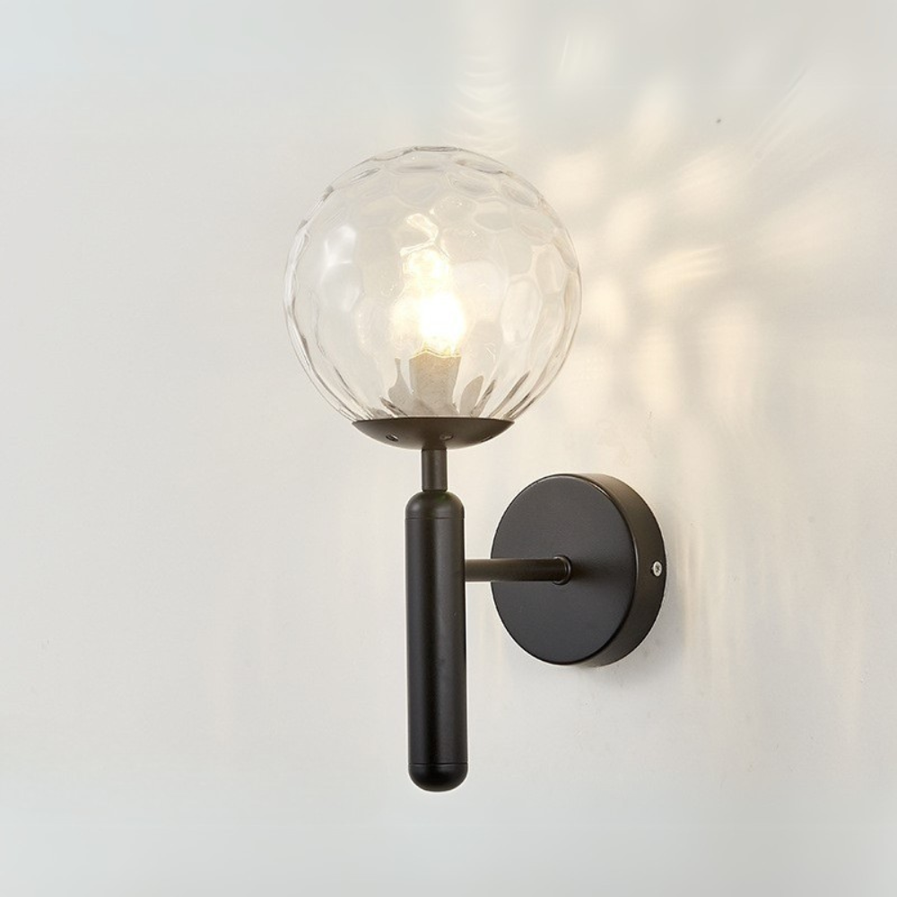 Skandynawska kulista szklana lampa ścienna