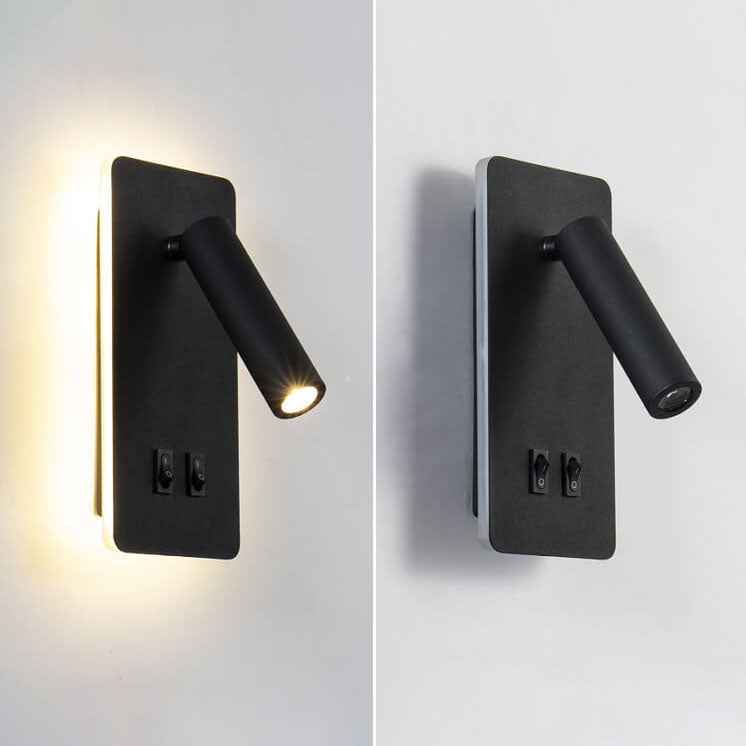 Minimalist LED wall sconce with a rotating reading spotlight