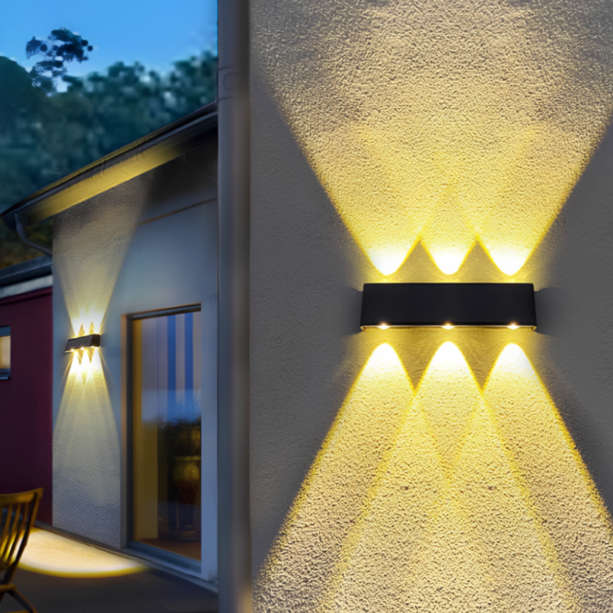 Zewnętrzna lampa ścienna z górnym i dolnym kierunkiem światła