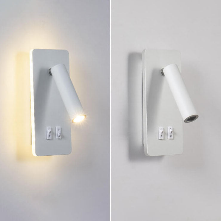 Minimalist LED wall sconce with a rotating reading spotlight