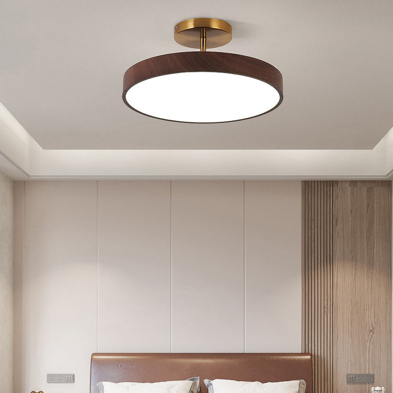 Nowoczesna japońska okrągła lampa sufitowa LED z drewna