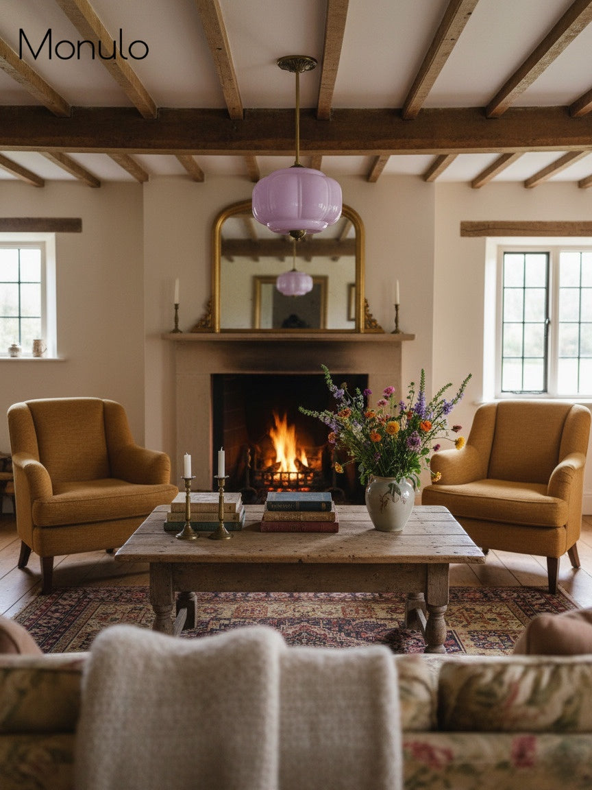 Klasyczna lampa wisząca w kształcie dyni szklana półpłaska