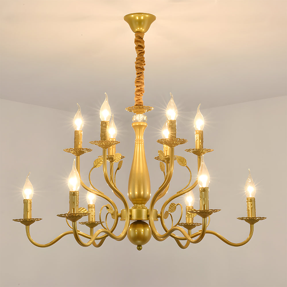 Classic ring ceiling lamp with curved arms and candle holders