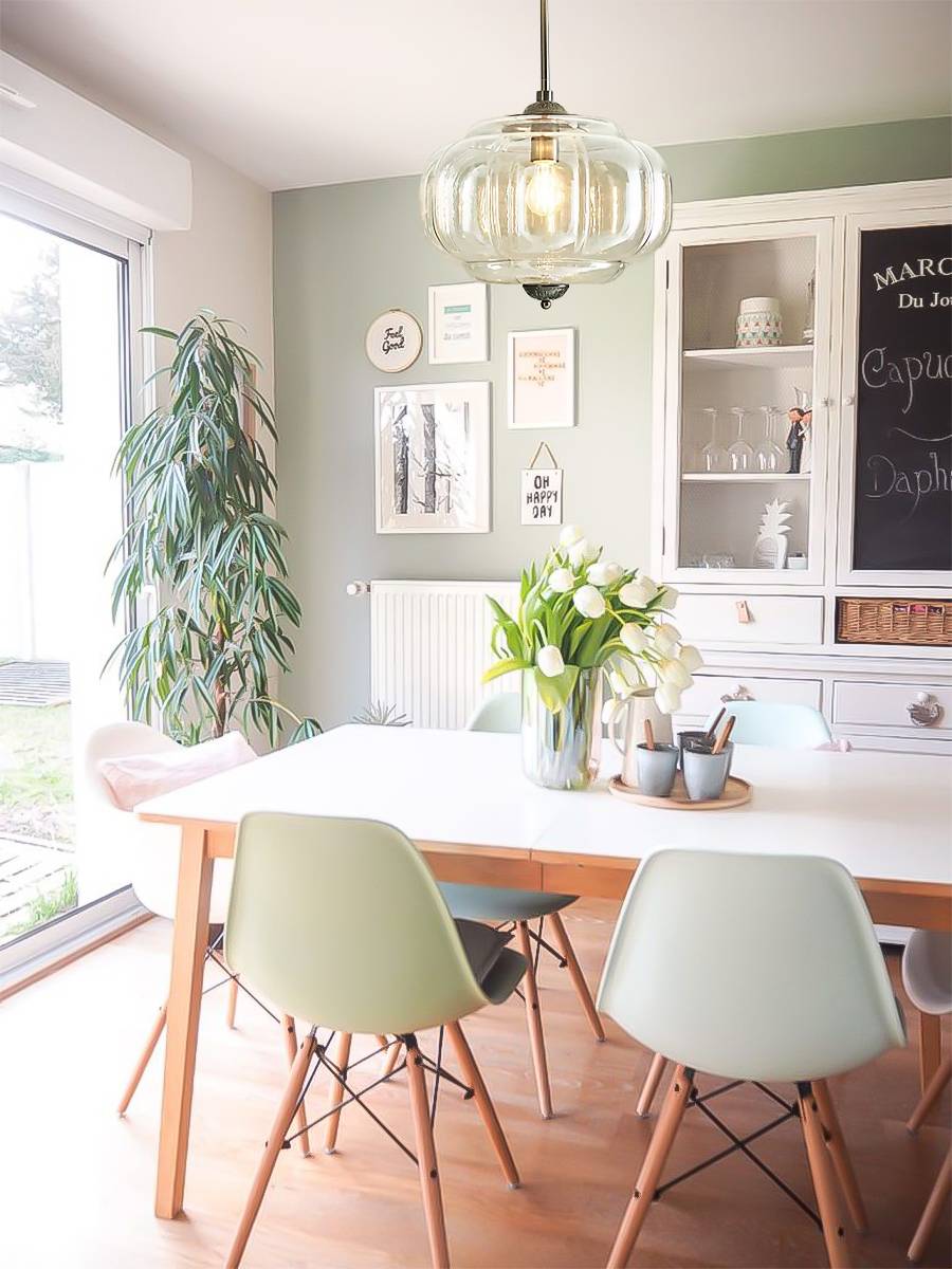 Klasyczna lampa wisząca w kształcie dyni szklana półpłaska