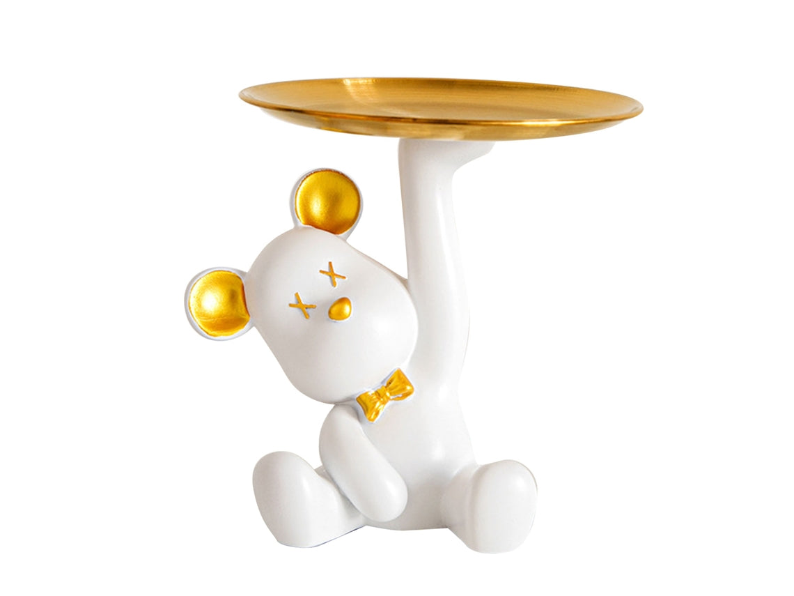 Bear figurine holding a round tray