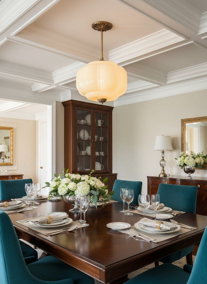 Klasyczna lampa wisząca w kształcie dyni szklana półpłaska