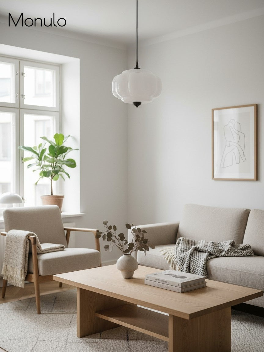 Klasyczna lampa wisząca w kształcie dyni szklana półpłaska