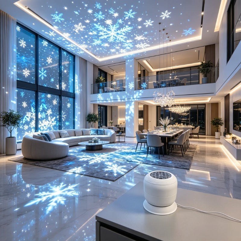 Projecteur LED de flocons de neige avec rotation à 360 degrés