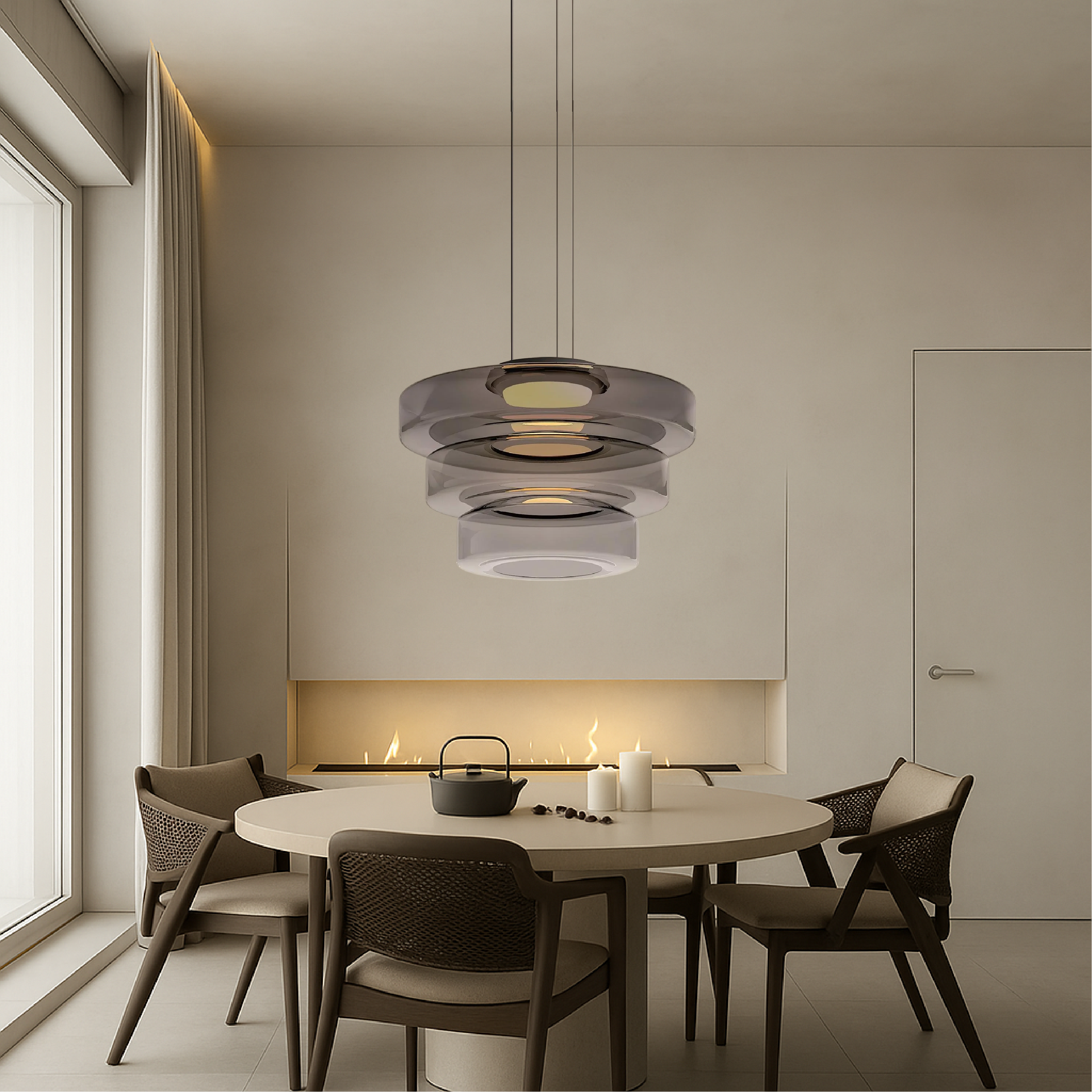 Podświetlana duńska szklana lampa wisząca Bauhaus