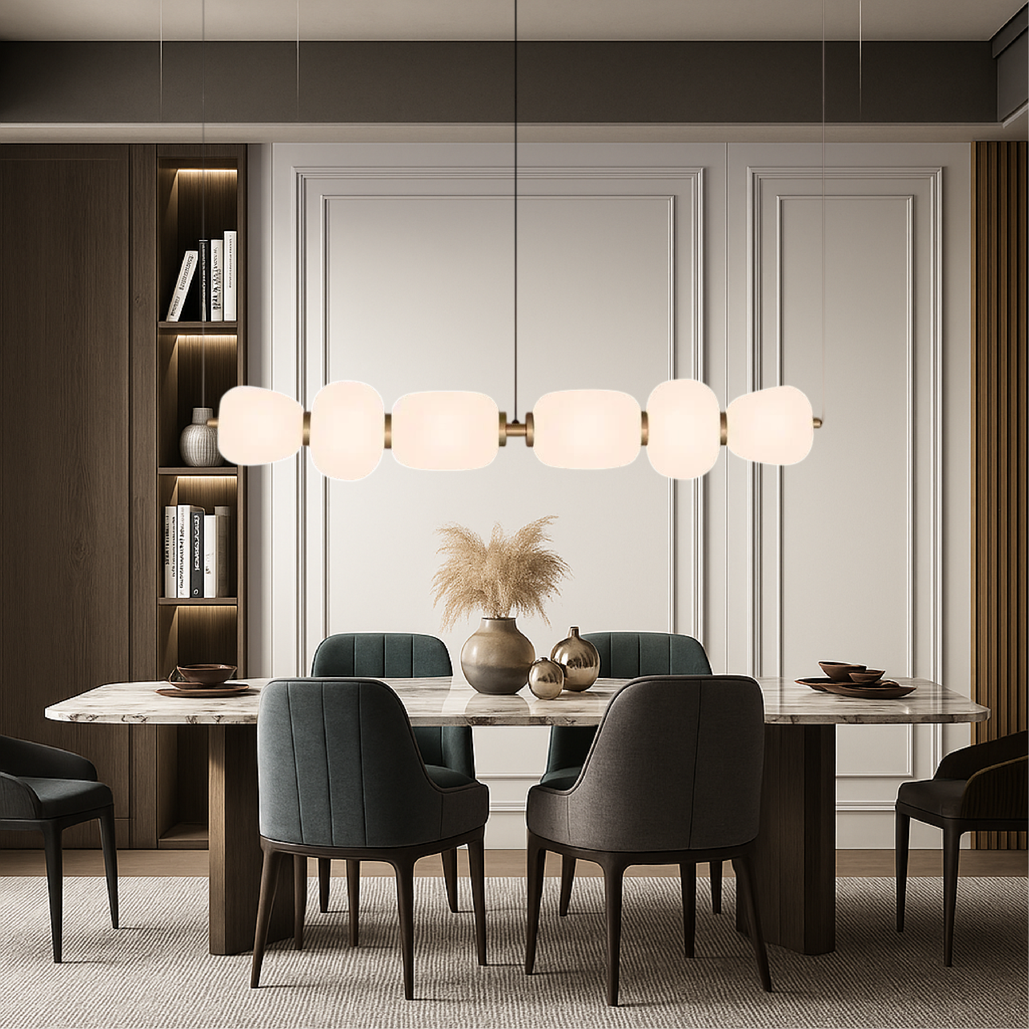 Elegancka biała szklana lampa wisząca barowa