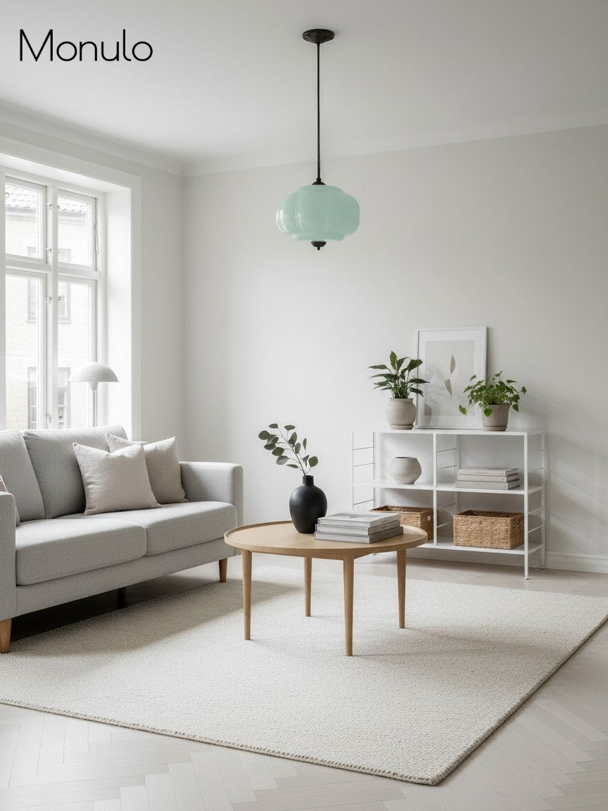 Klasyczna lampa wisząca w kształcie dyni szklana półpłaska