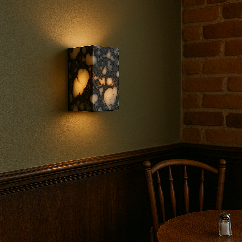 Minimalistyczna lampa ścienna w kształcie kostki marmurowej