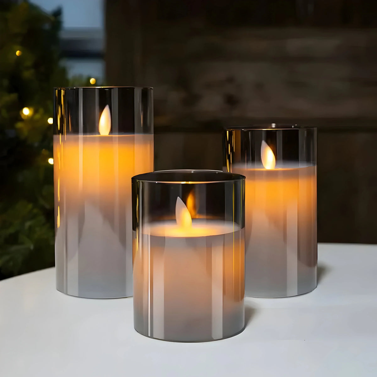 Elegant LED candle lamp with a warm flame effect