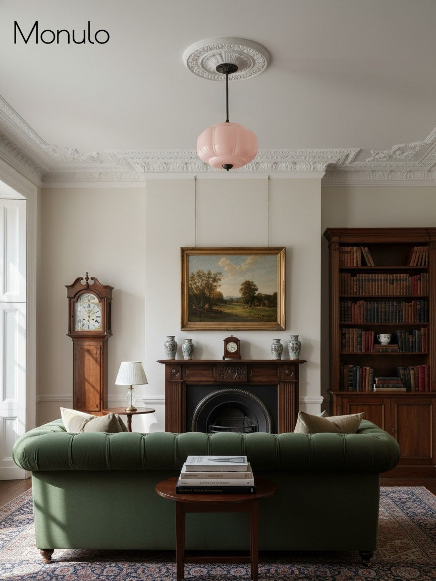 Klasyczna lampa wisząca w kształcie dyni szklana półpłaska