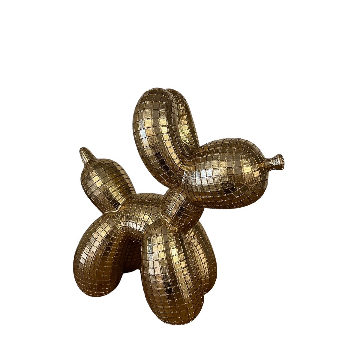 Balloon dog figurine with mirrored gold surface