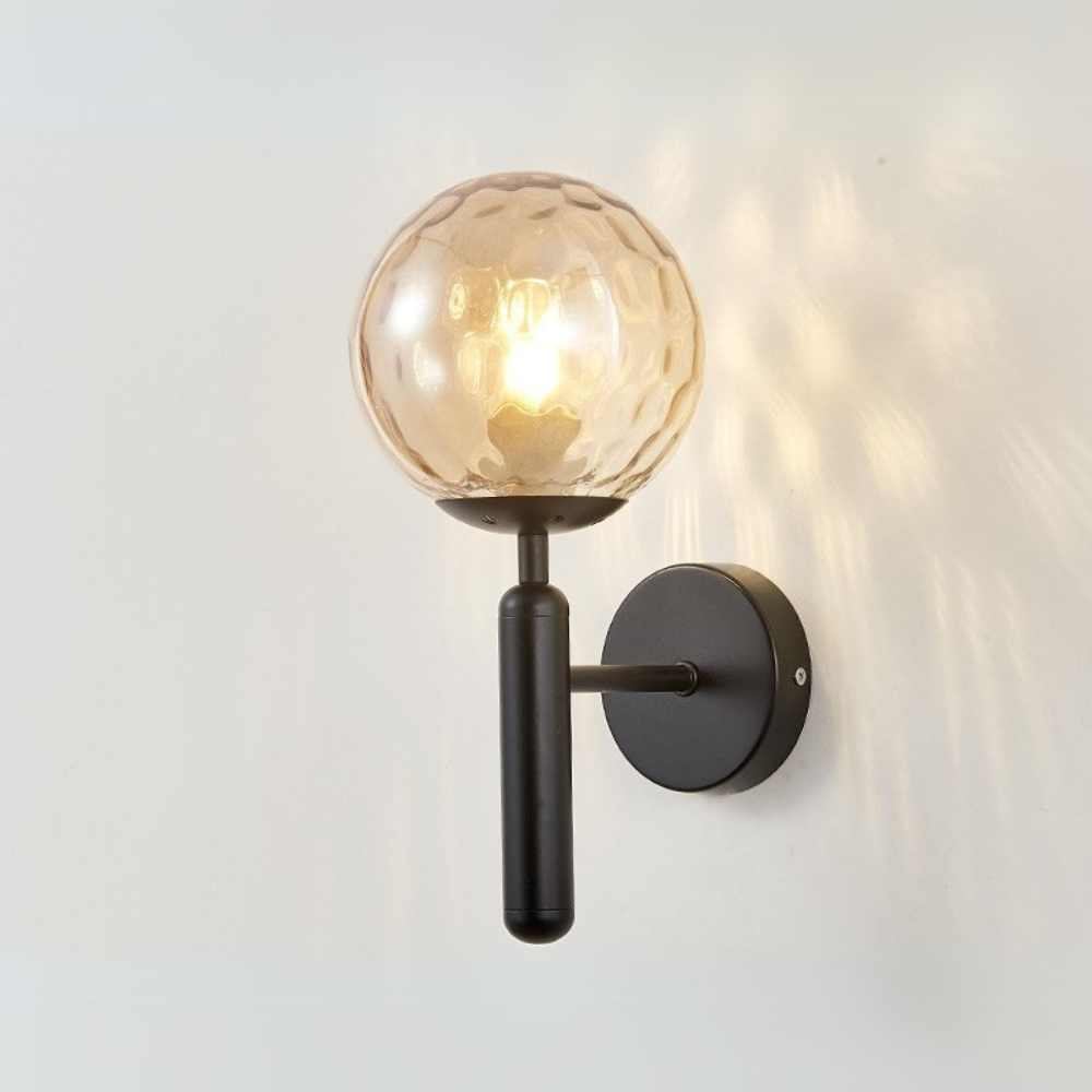 Skandynawska kulista szklana lampa ścienna