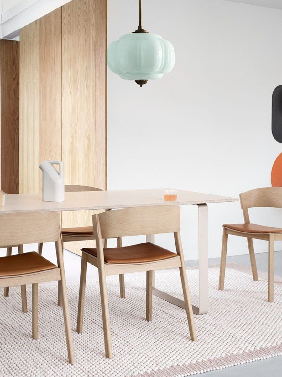 Klasyczna lampa wisząca w kształcie dyni szklana półpłaska