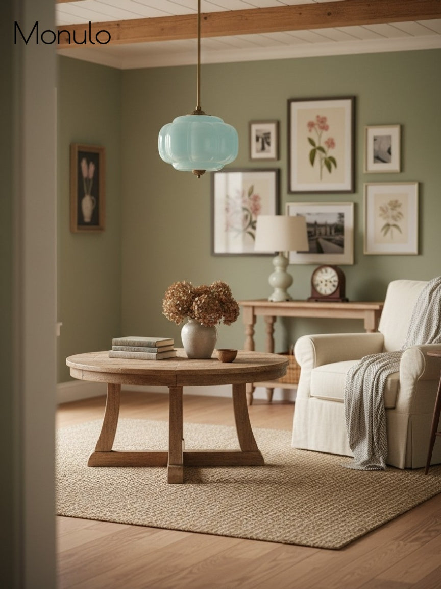 Klasyczna lampa wisząca w kształcie dyni szklana półpłaska