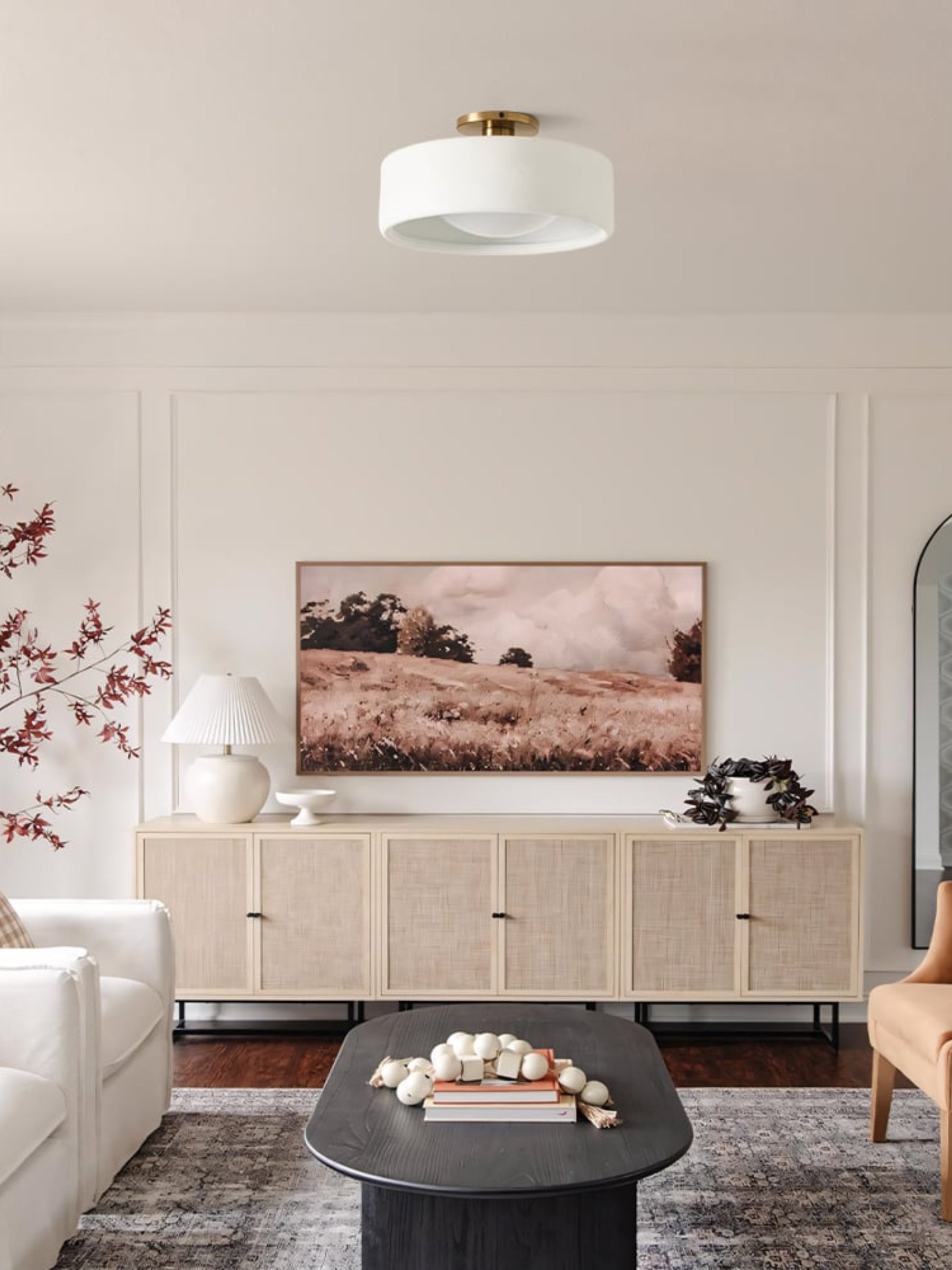 Nowoczesna porcelanowa lampa sufitowa montowana na płasko