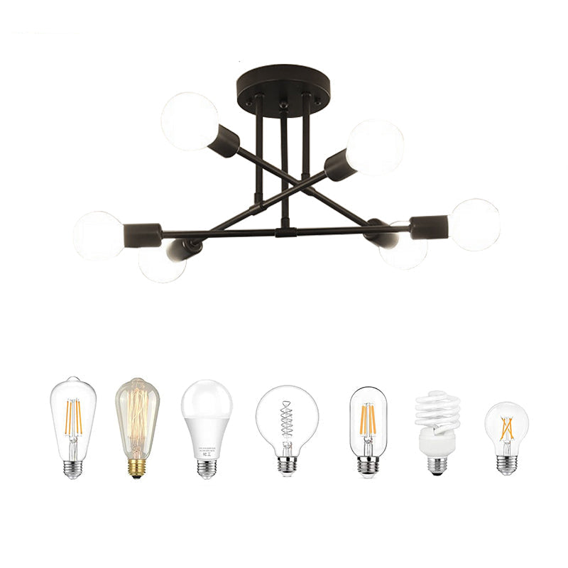 Bauhaus ceiling light with globe bulbs and branched arms