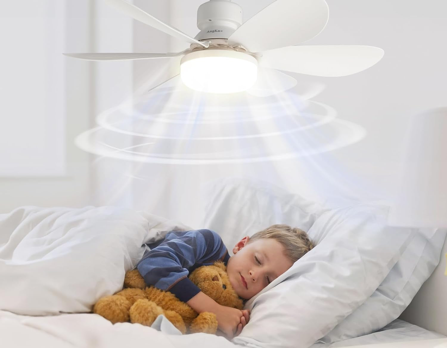 Ceiling fan with LED lighting and remote control