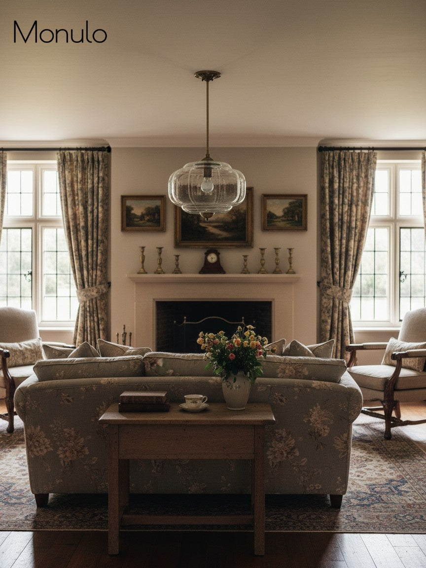 Klasyczna lampa wisząca w kształcie dyni szklana półpłaska