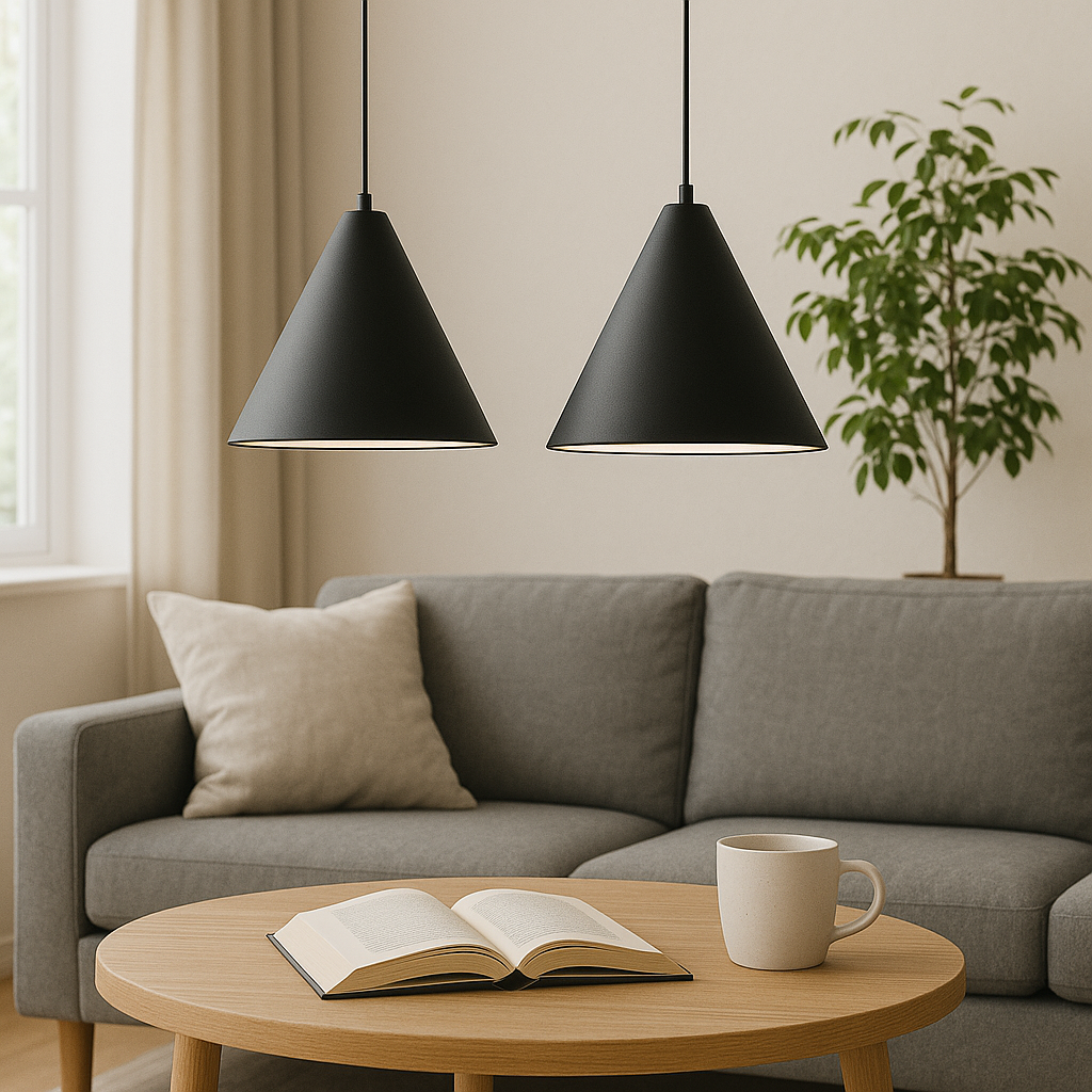 Nowoczesna lampa wisząca w kształcie stożka nordyckiego