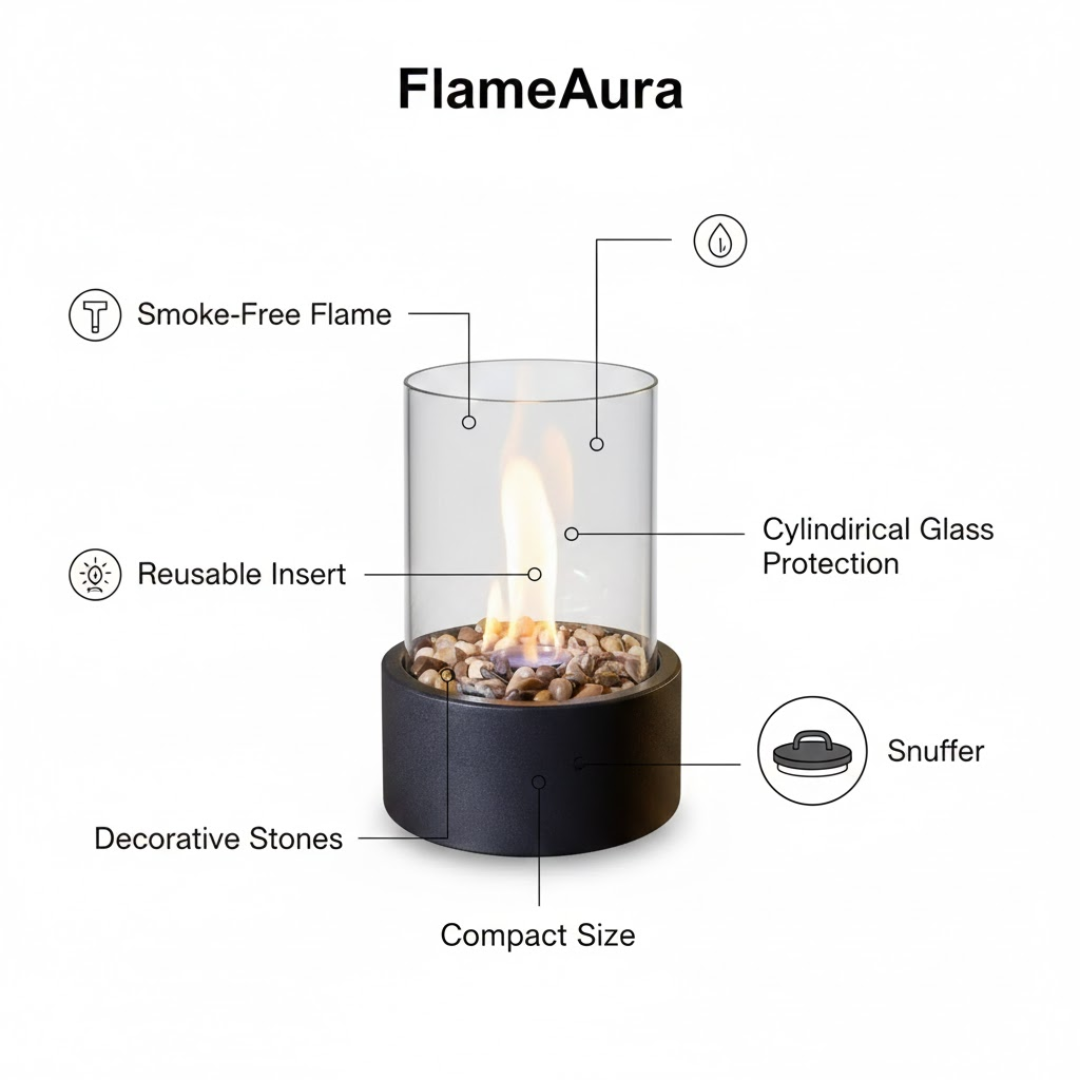 Decoratieve bio-ethanol tafelhaard voor sfeerverlichting