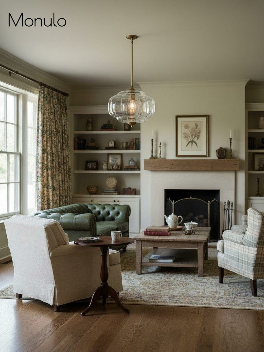 Klasyczna lampa wisząca w kształcie dyni szklana półpłaska