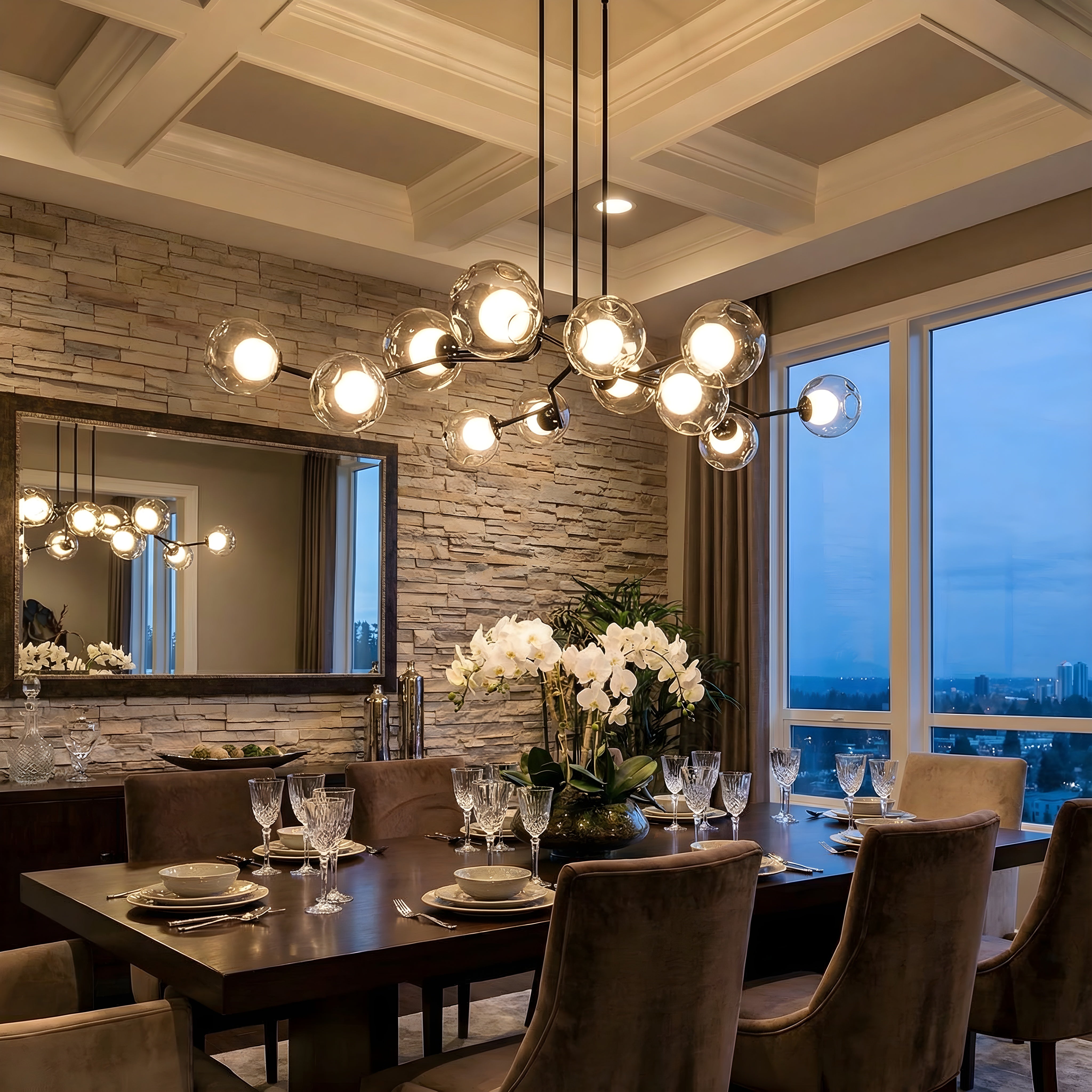 Lampa sufitowa ze szkła dymnego w stylu nordyckim