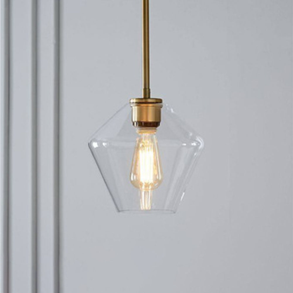 Lampa wisząca szklana diamentowy klosz przezroczysty bursztynowy