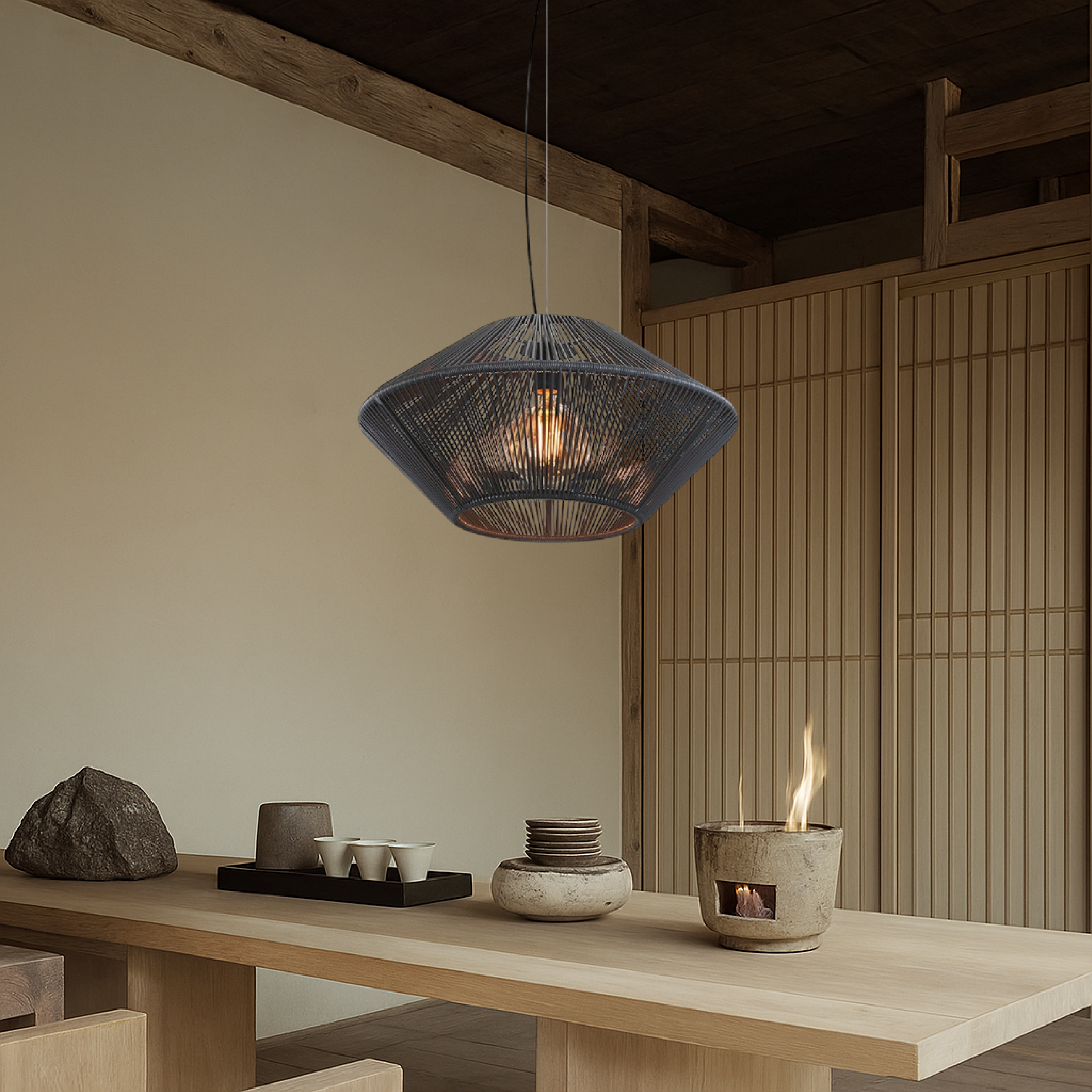 Naturalna artystyczna, ręcznie tkana lampa wisząca