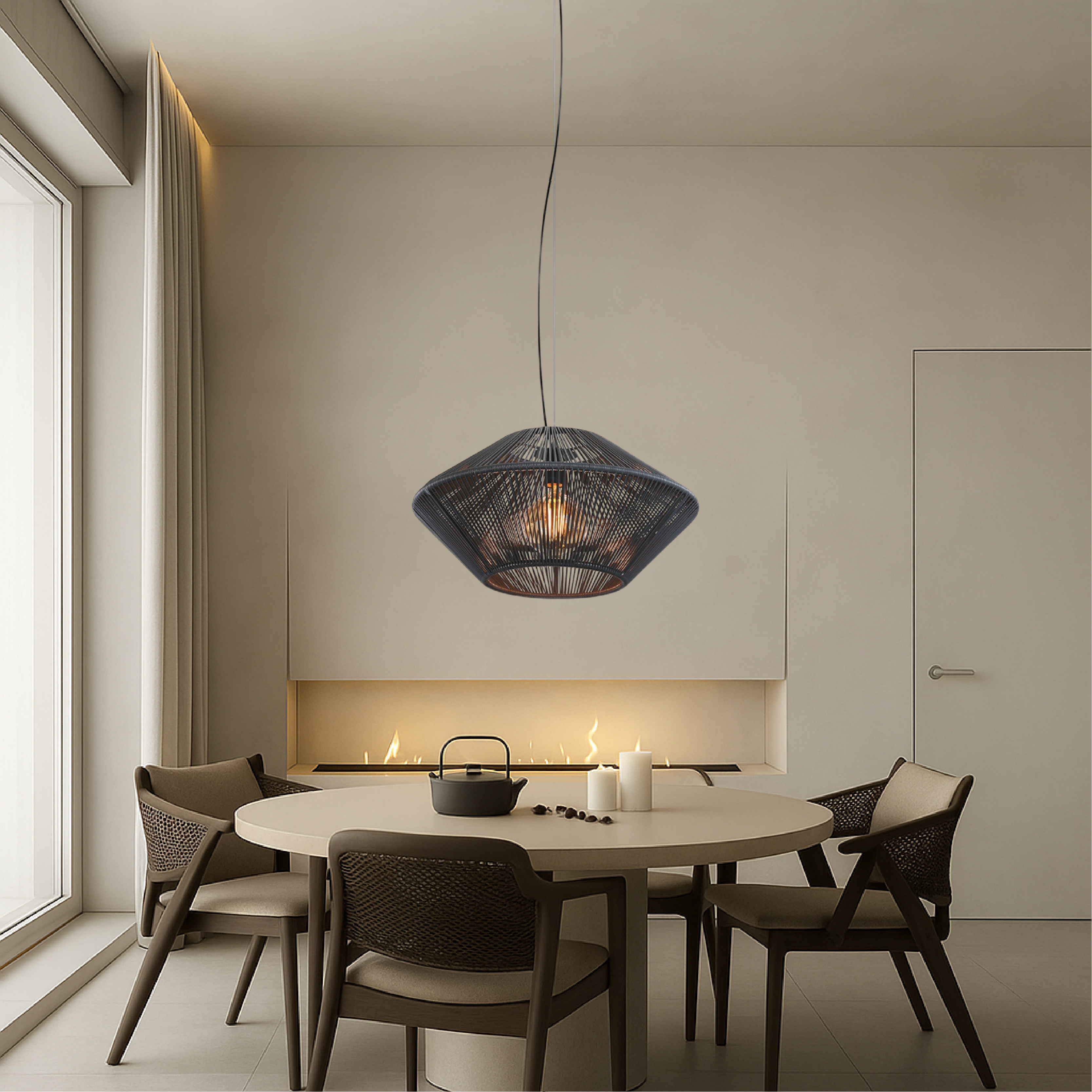 Naturalna artystyczna, ręcznie tkana lampa wisząca