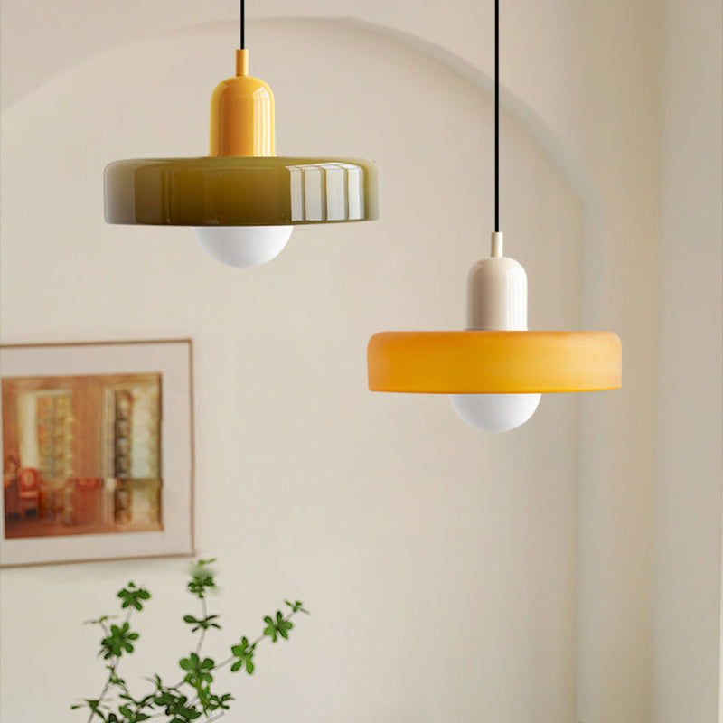 Kolorowa szklana lampa wisząca w stylu Bauhaus