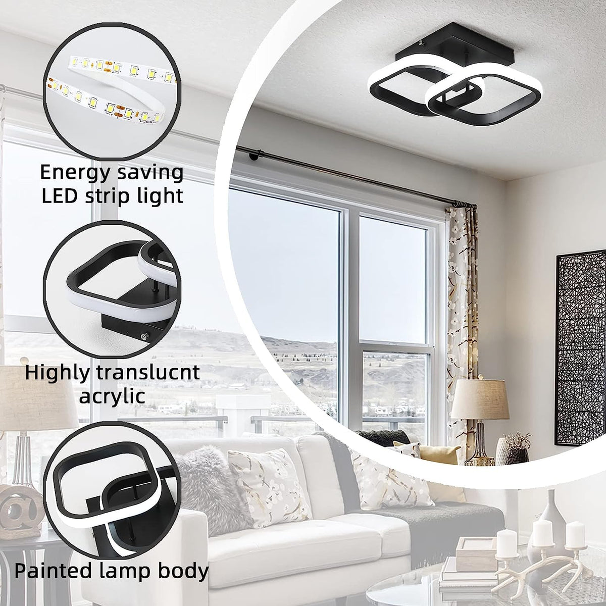 Lampa Sufitowa LED Kwadratowa Biała Nowoczesna Ściemniana