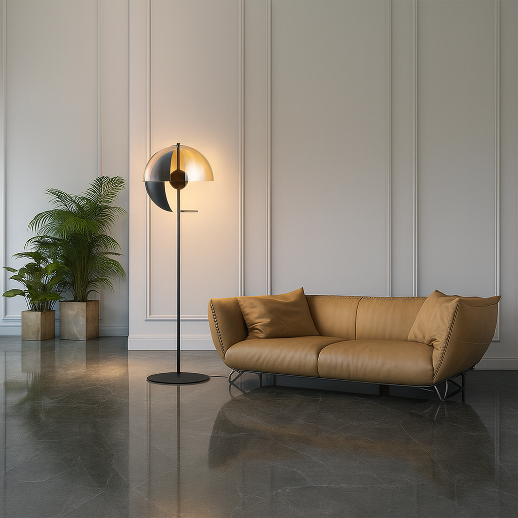 Nowoczesna szklana lampa podłogowa