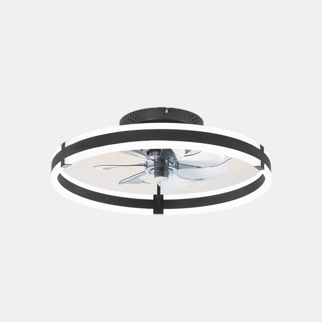 Round ceiling LED lamp with fan and double frame