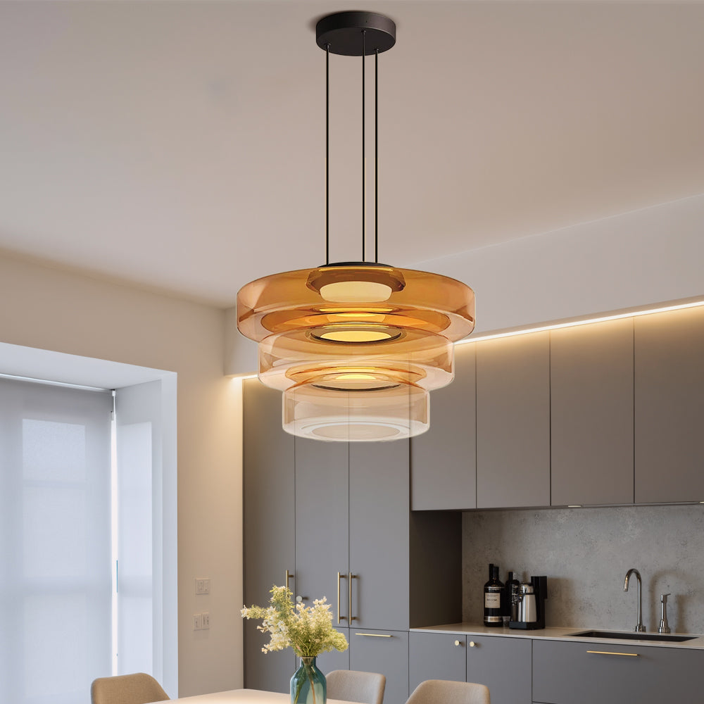 Podświetlana duńska szklana lampa wisząca Bauhaus