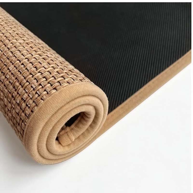 Woven floor mat with textured surface and backing