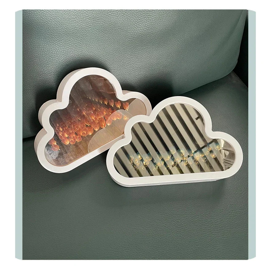 Estetyczna lampa stołowa z lustrem i tulipanami