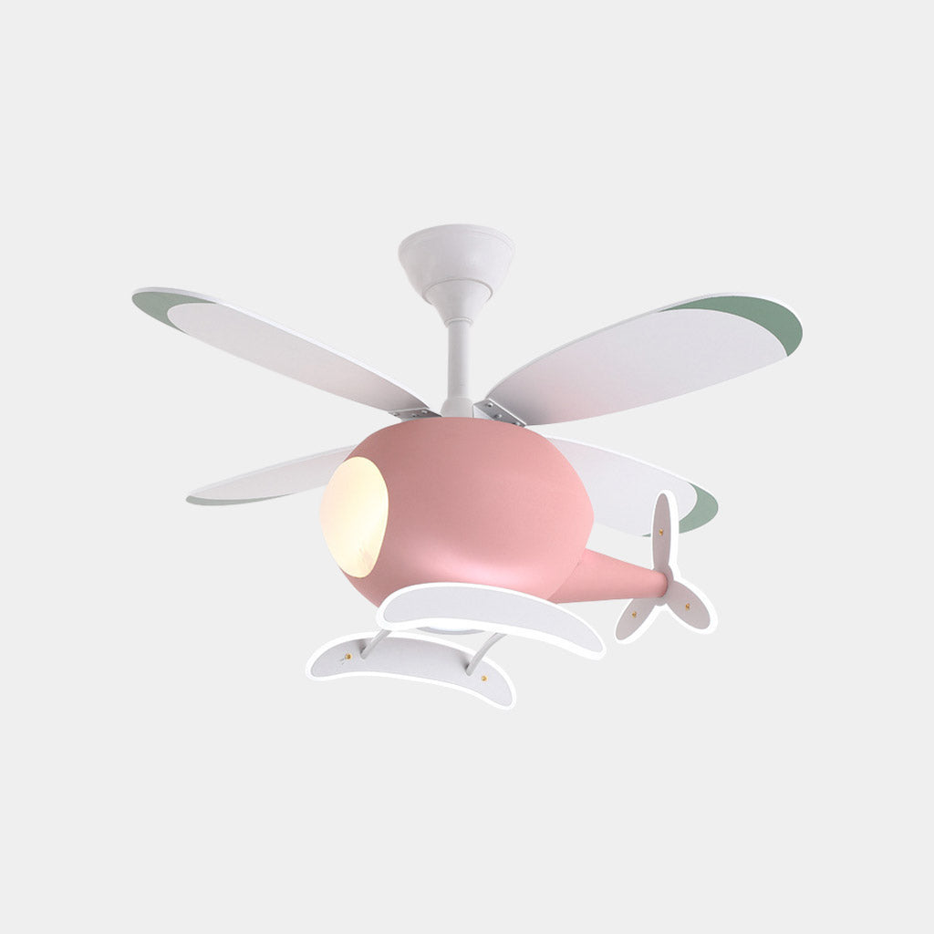 Colorful ceiling lamp with helicopter fan for a child's room