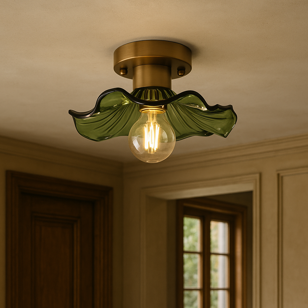 Lampa sufitowa w stylu vintage z motywem kwiatowym