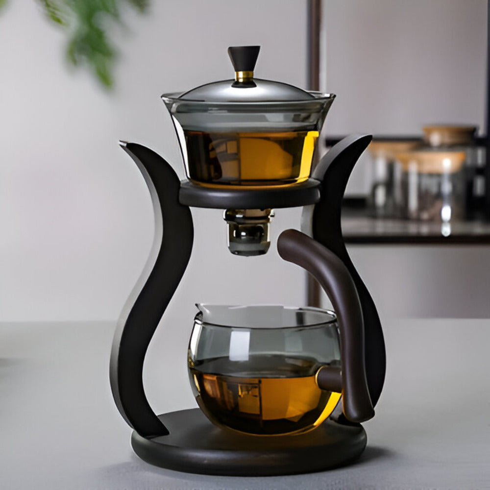 Glass tea infuser with wooden stand