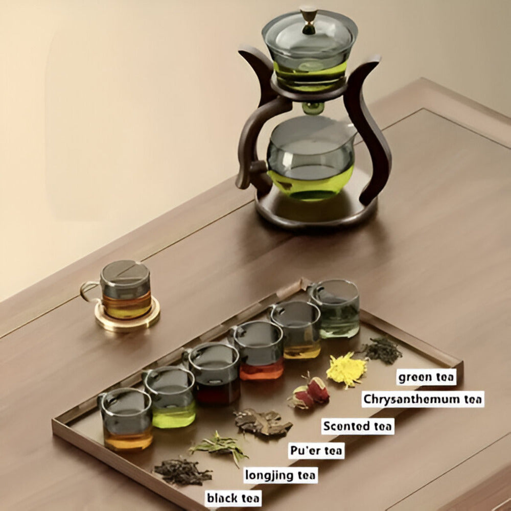 Glass tea infuser with wooden stand