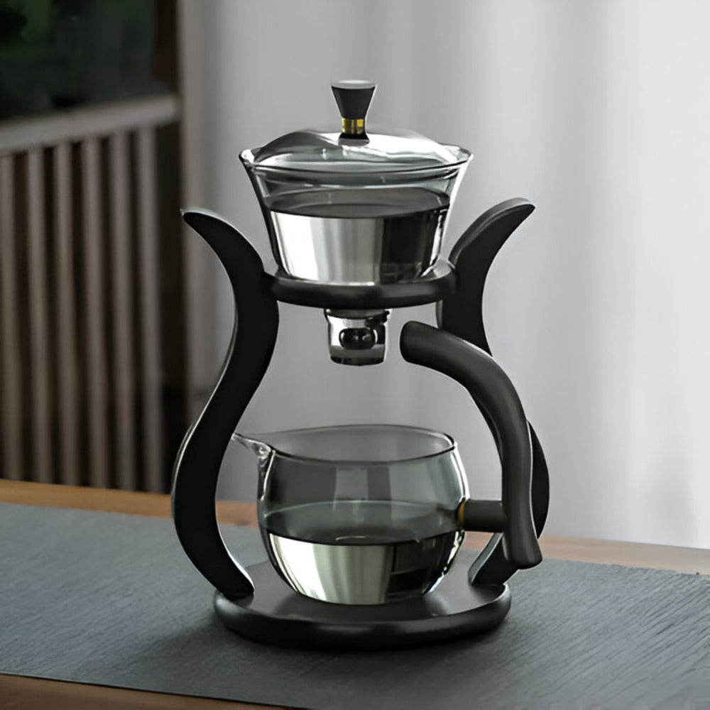 Glass tea infuser with wooden stand